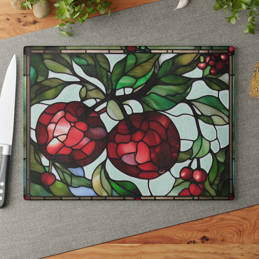 Cherries Glass Cutting Board Wedding Gift Unique Housewarming Gift Home Decor Kitchen Accessories Mother's Day Gift Wife